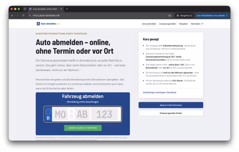 Auto abmelden Online