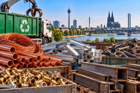 Schrottabholung in NRW mit Kupfer, Messing, Aluminium und Stahl zur Wiederverwertung.